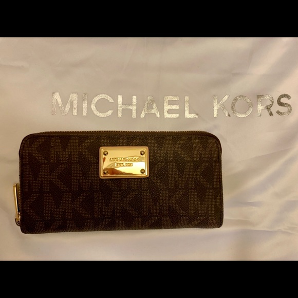 monogram michael kors wallet